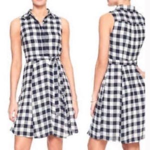 Banana Republic NWT Gingham Sleeveless Button-Down Shirt Dress 💙🤍